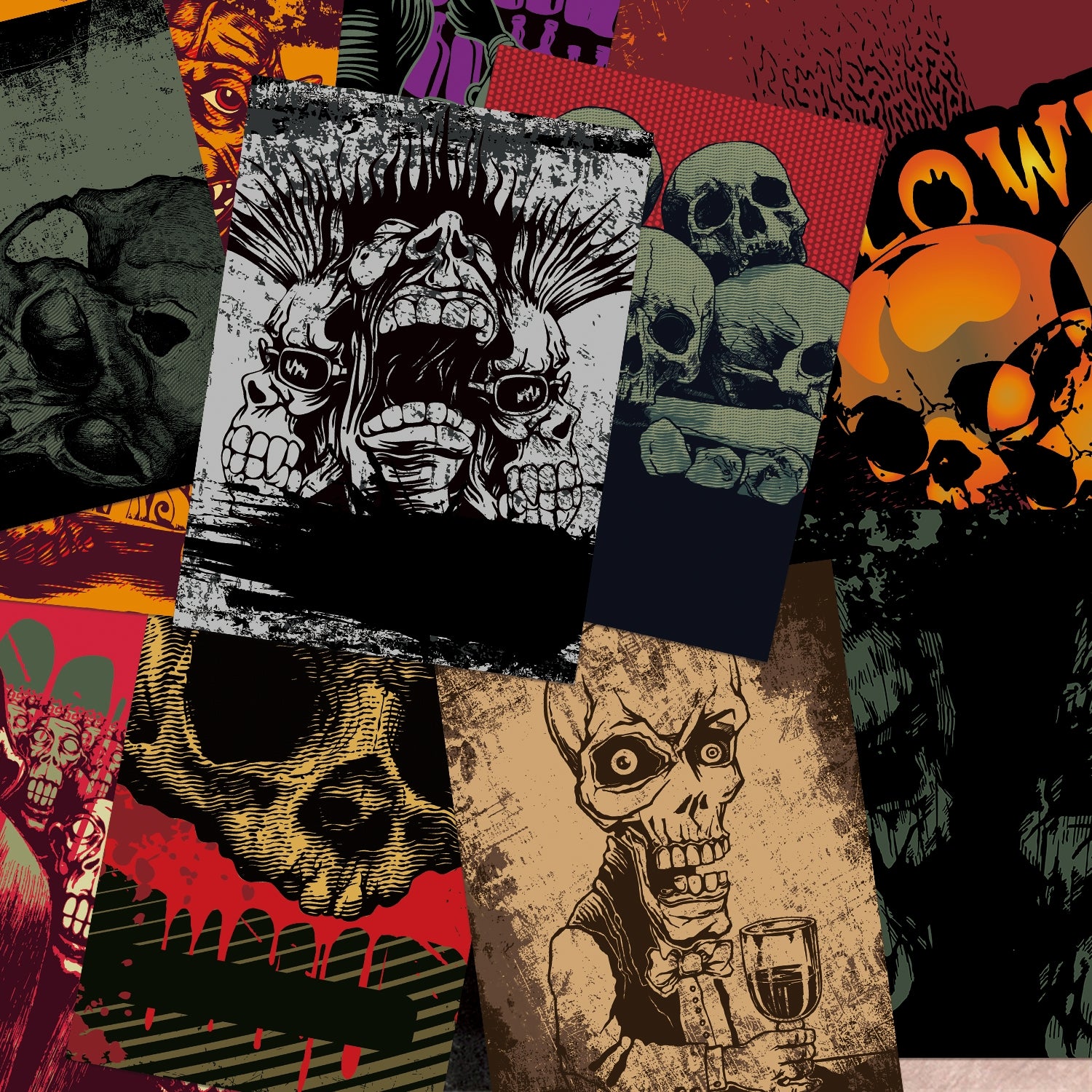 Dark Skulls Halloween Scrapbook Paper2