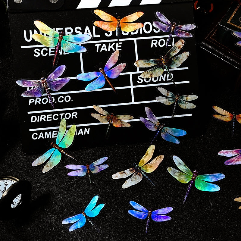 Dragonfly Holographic Hot Stamping PET Stickers b2
