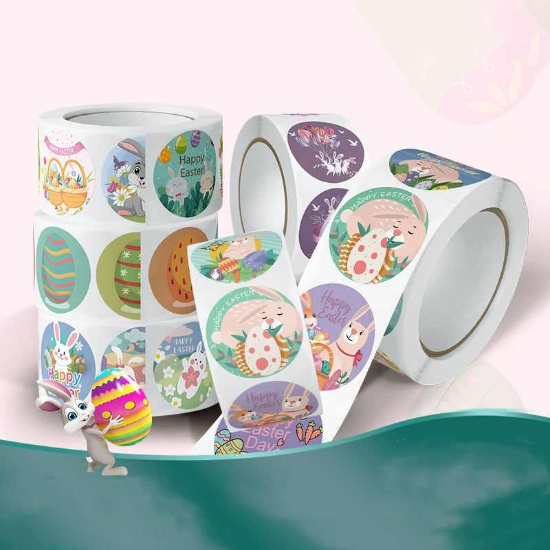 Easter Bunny and Egg Cartoon Coated Paper Stickers - 500PCS b