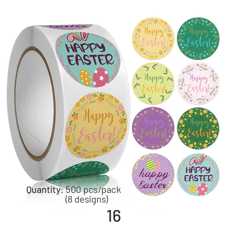 Easter Bunny and Egg Cartoon Coated Paper Stickers - 500PCS sku-16