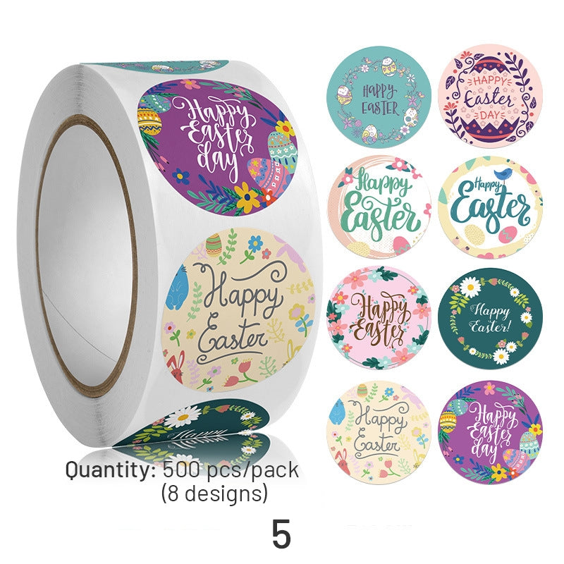Easter Bunny and Egg Cartoon Coated Paper Stickers - 500PCS sku-5