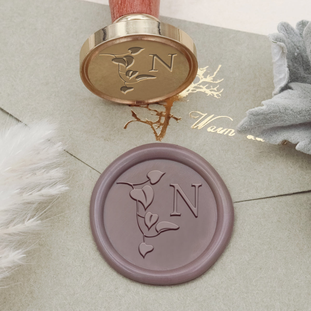Enigmatic Whispers Custom Ivy Vine Initial Wax Seal Stamp 2