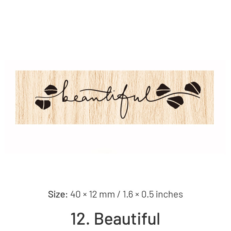 Fancy Font English Words Wooden Rubber Stamp sku-12