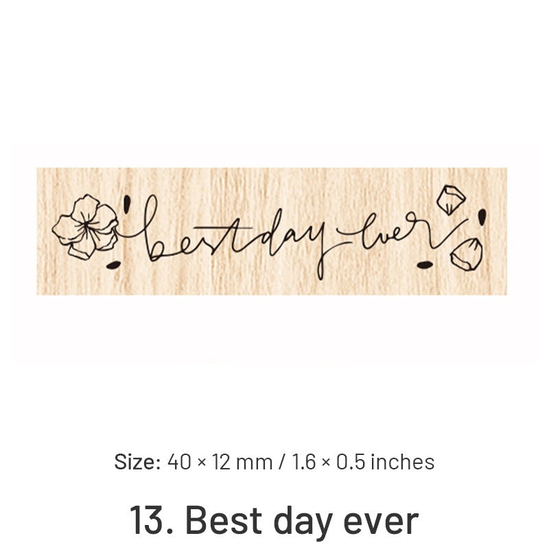 Fancy Font English Words Wooden Rubber Stamp sku-13