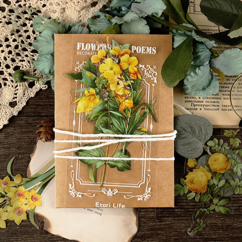 Flower and Poetry Series PET Plant Stickers b