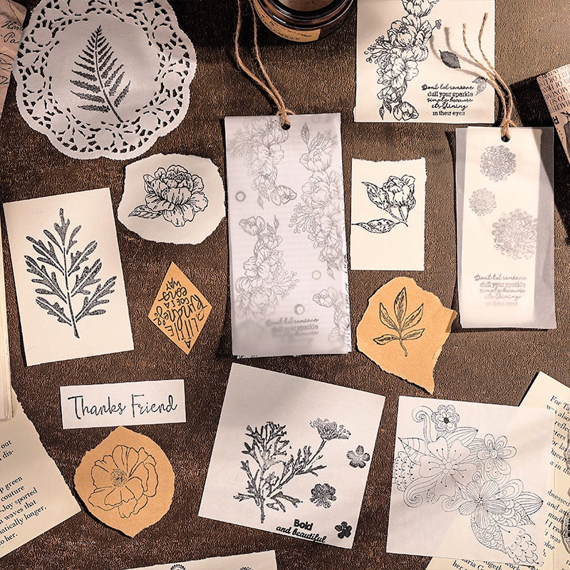 Flower Language Series Clear Retro Plant Clear Silicone Stamps2