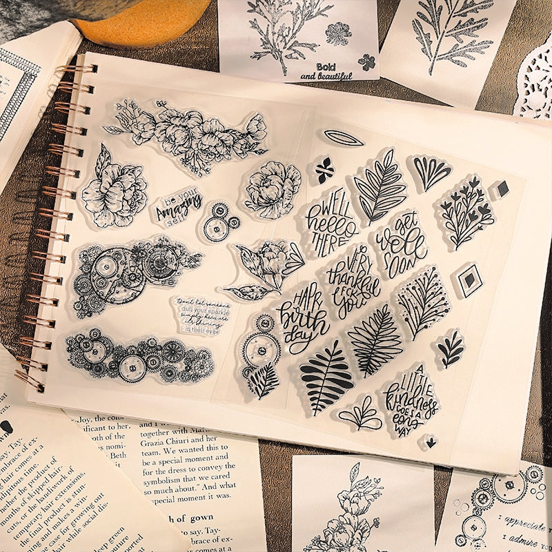 Flower Language Series Clear Retro Plant Clear Silicone Stamps3