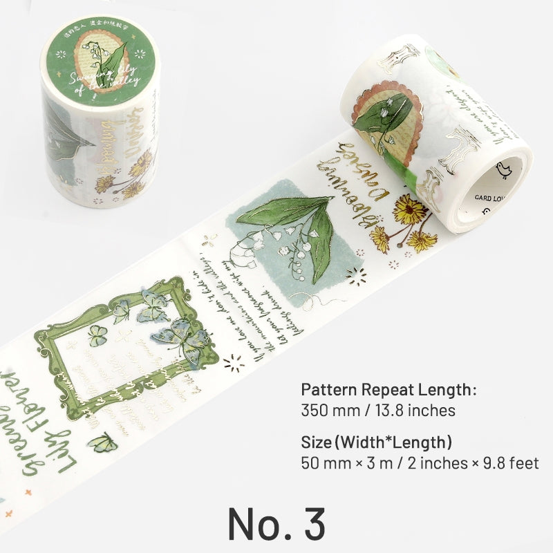 Foil Stamping Botanical Washi Tape for Rose Lily and Hydrangea sku-3