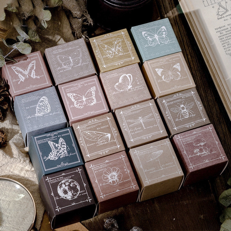 Forest Specimen Theme Wood Rubber Stamp a