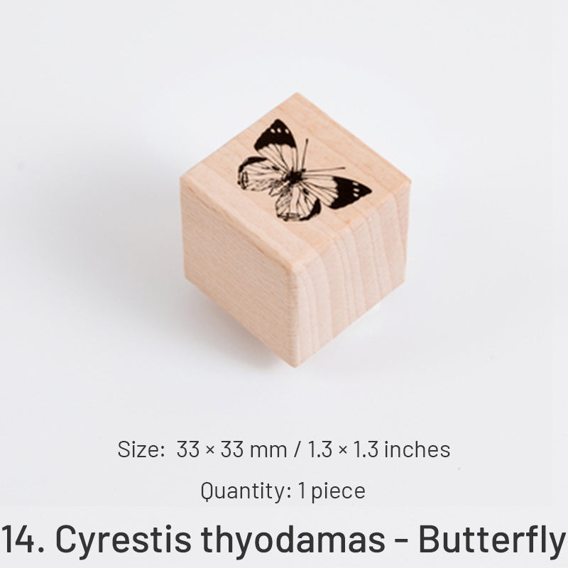 Forest Specimen Theme Wood Rubber Stamp sku-14