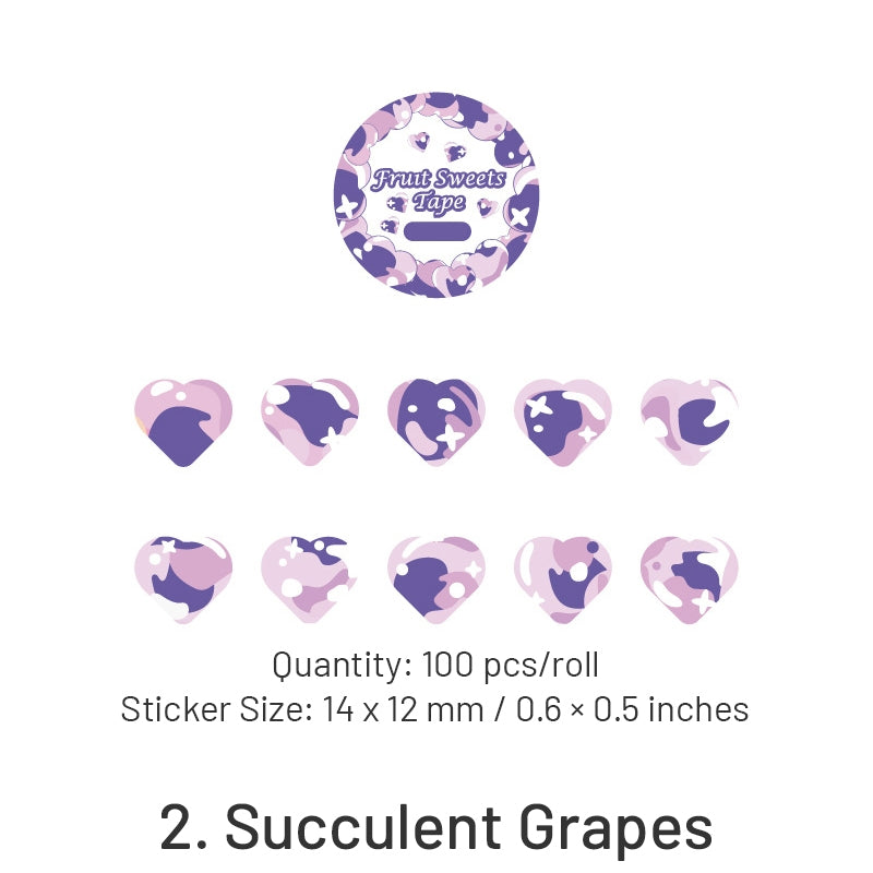 Fruit Sweets Series Heartshape Rolled Washi Stickers sku-2