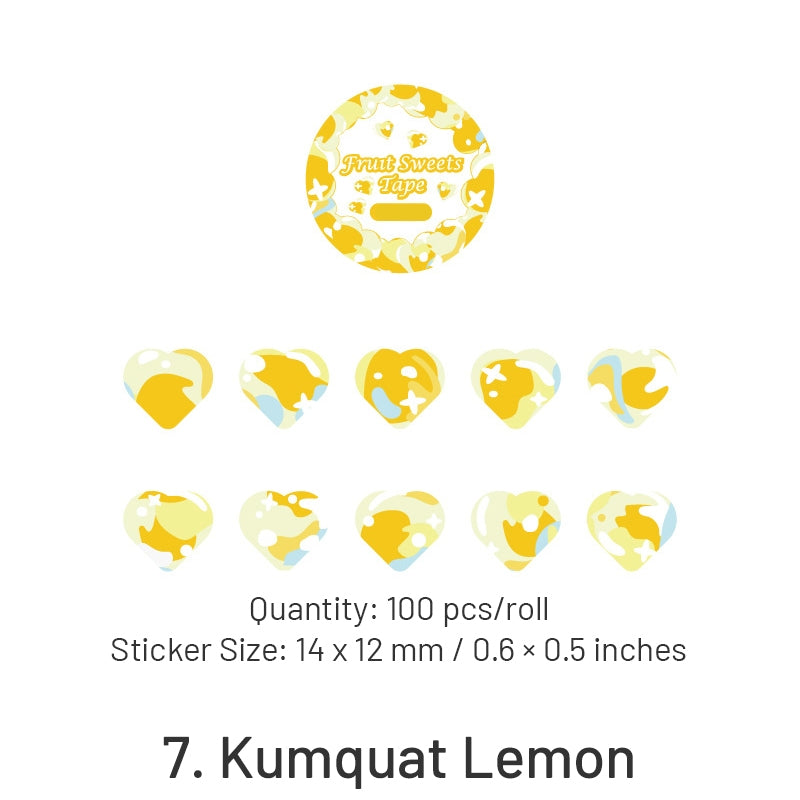 Fruit Sweets Series Heartshape Rolled Washi Stickers sku-7