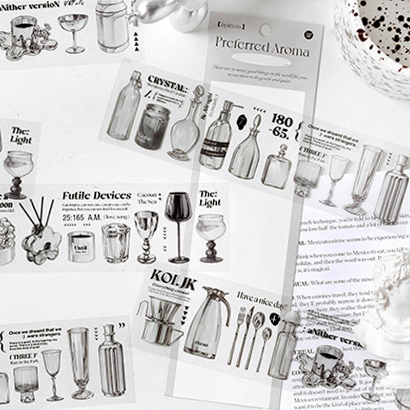 Furniture and Everyday Items PET Stickers - Bottle, Coffee, Bag, Headphone b3