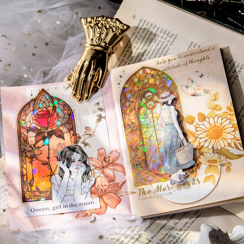 Glazed Window Series Vintage Glass Window PET Stickers b