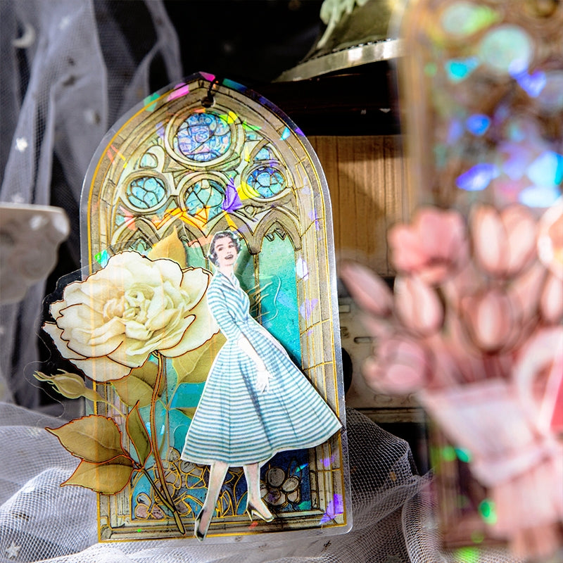 Glazed Window Series Vintage Glass Window PET Stickers b2