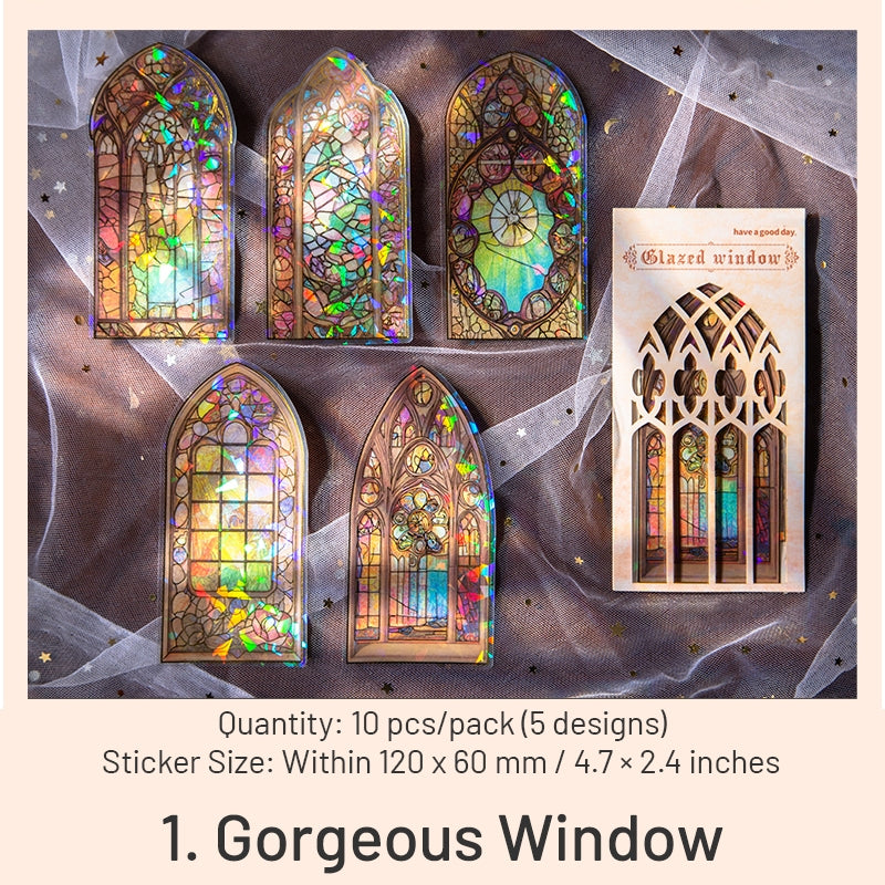 Glazed Window Series Vintage Glass Window PET Stickers sku-1