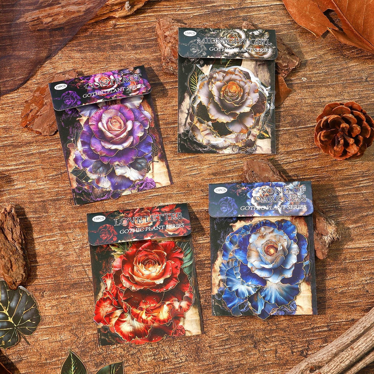 Gothic Plant Book Series Retro Dark Plant Flower PET Sticker 6