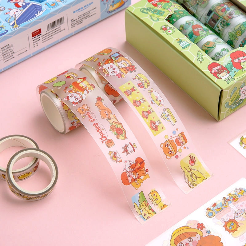 Happy Day Cartoon Girl and Boy PET Material Scrapbook Kit b