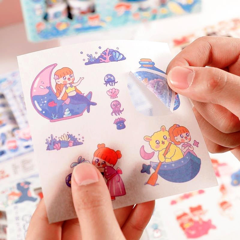 Happy Day Cartoon Girl and Boy PET Material Scrapbook Kit c3