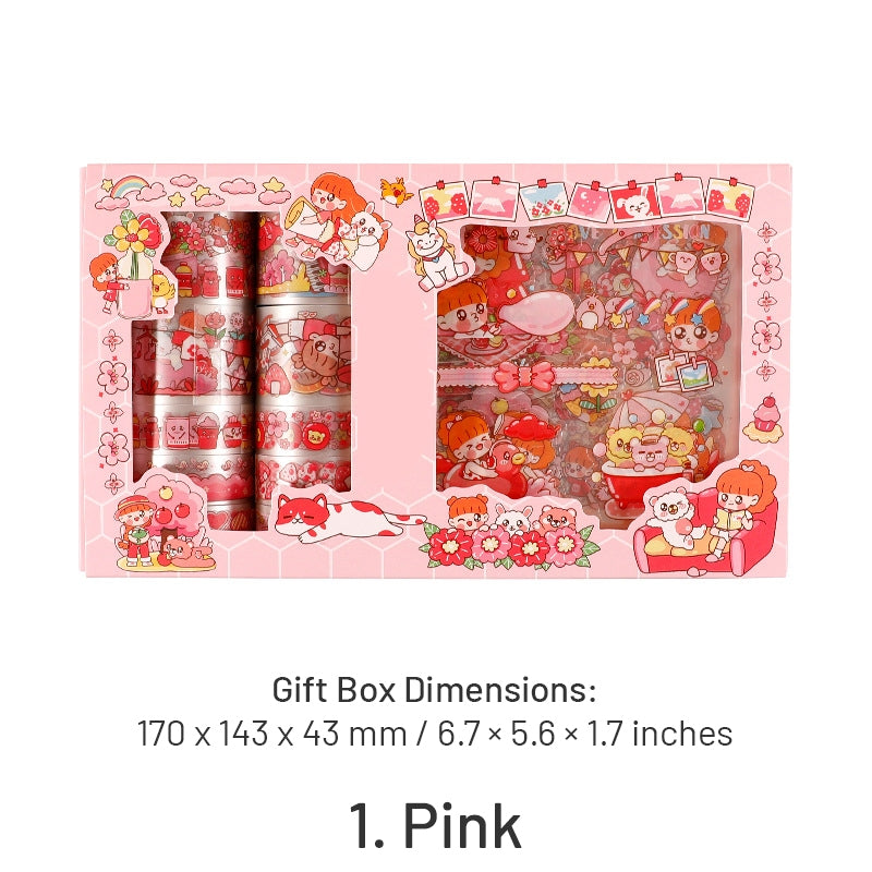 Happy Day Cartoon Girl and Boy PET Material Scrapbook Kit sku-1