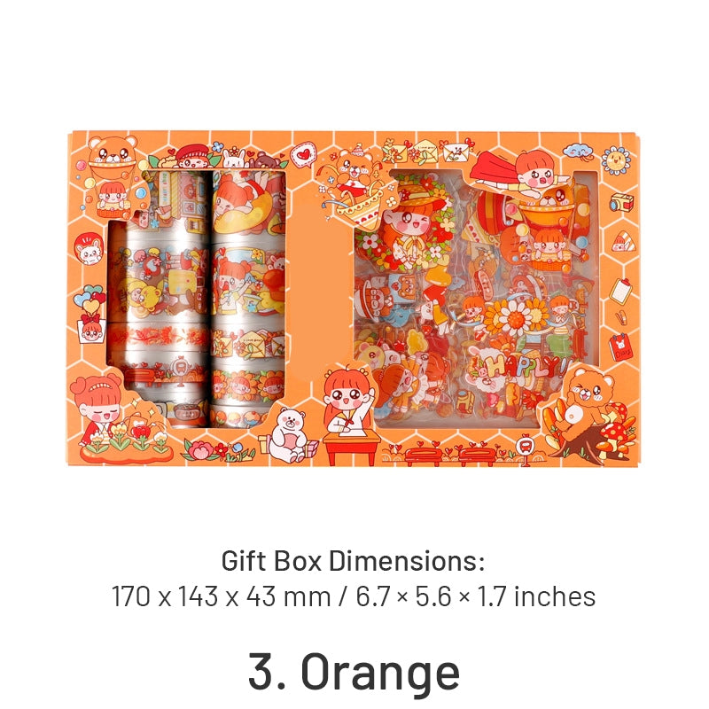 Happy Day Cartoon Girl and Boy PET Material Scrapbook Kit sku-3