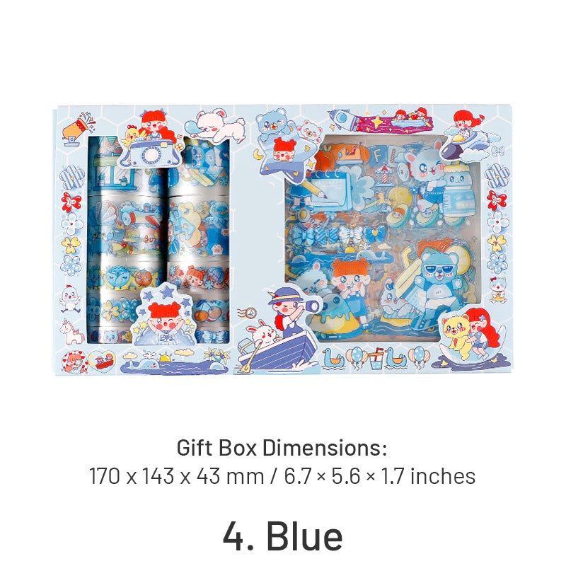 Happy Day Cartoon Girl and Boy PET Material Scrapbook Kit sku-4