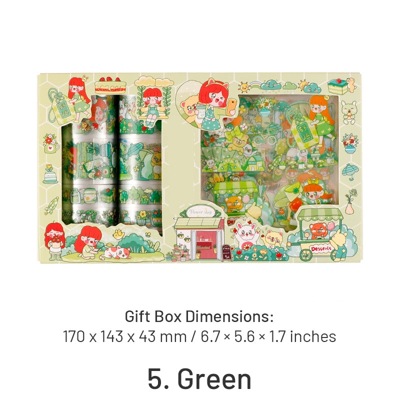 Happy Day Cartoon Girl and Boy PET Material Scrapbook Kit sku-5