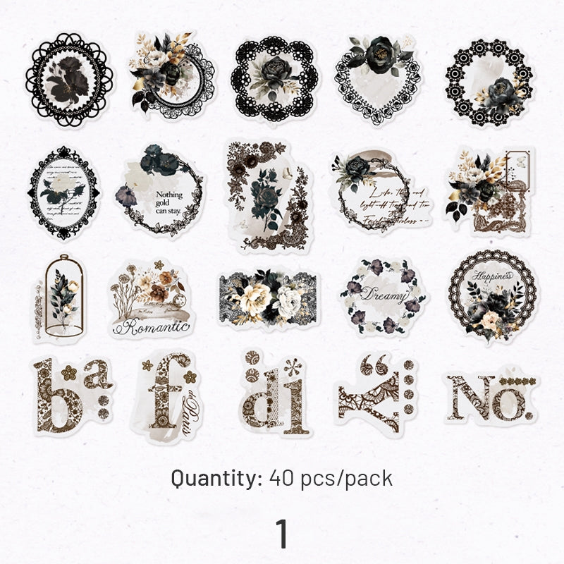 Lace and Flower PET Stickers sku-1