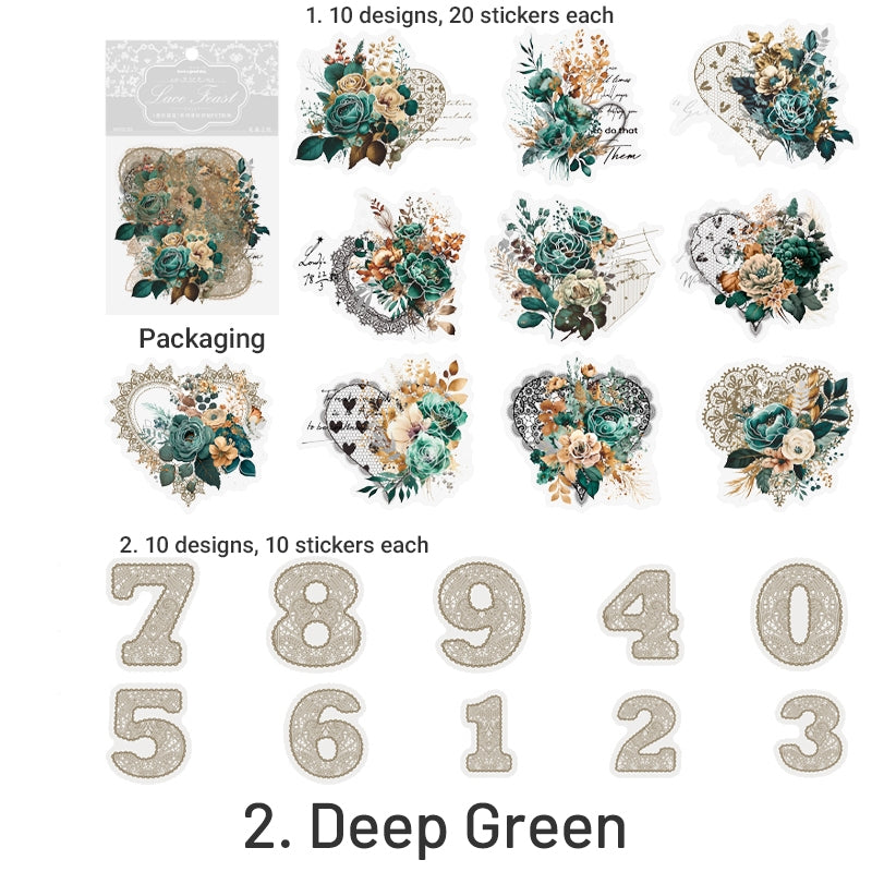 Lace, Flower, Number PET Hot Stamping Silver Stickers sku-2