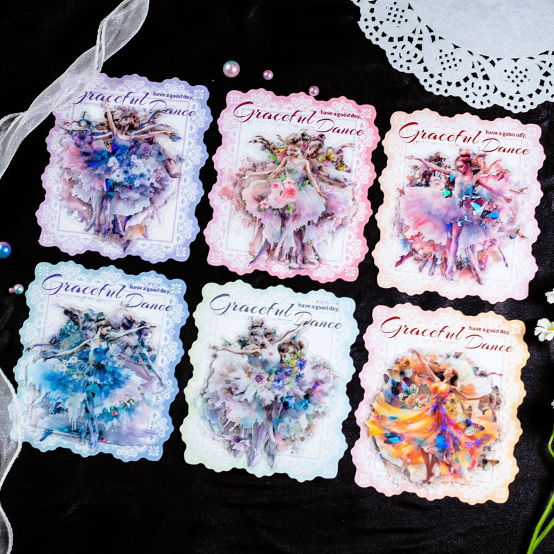 Lady Ballet Holographic Hot Stamping PET Stickers - Characters, Dance - Stamprints