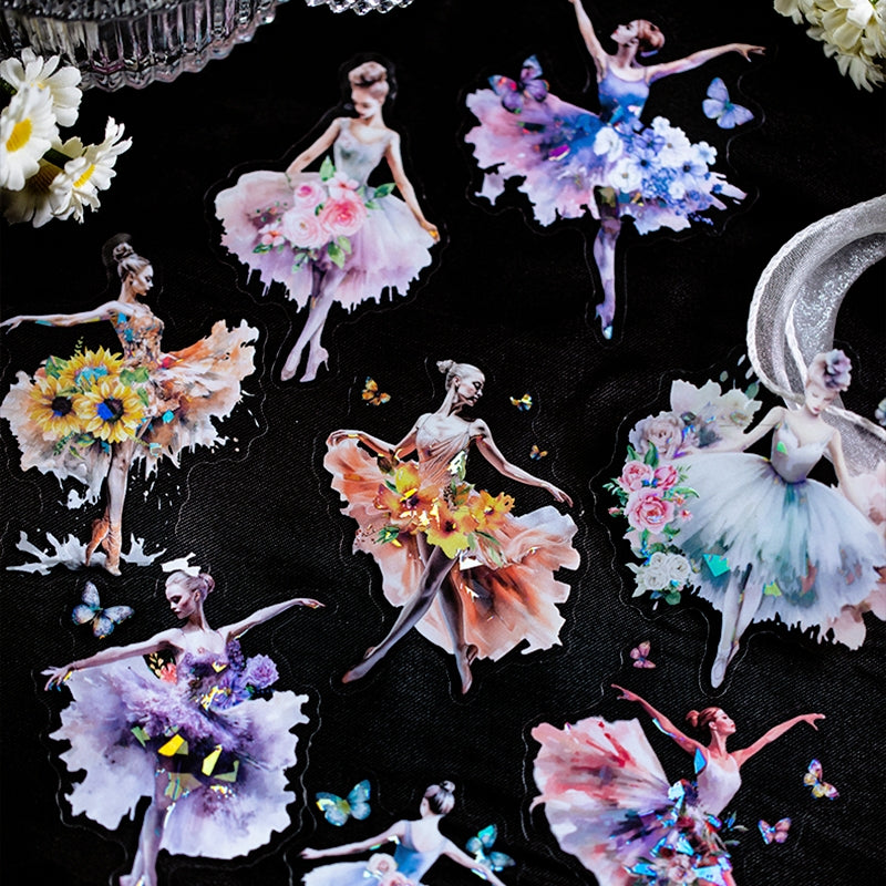 Lady Ballet Holographic Hot Stamping PET Stickers - Characters, Dance - Stamprints3
