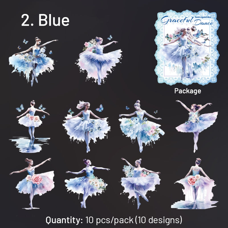 Lady Ballet Holographic Hot Stamping PET Stickers - Characters, Dance - Stamprints8