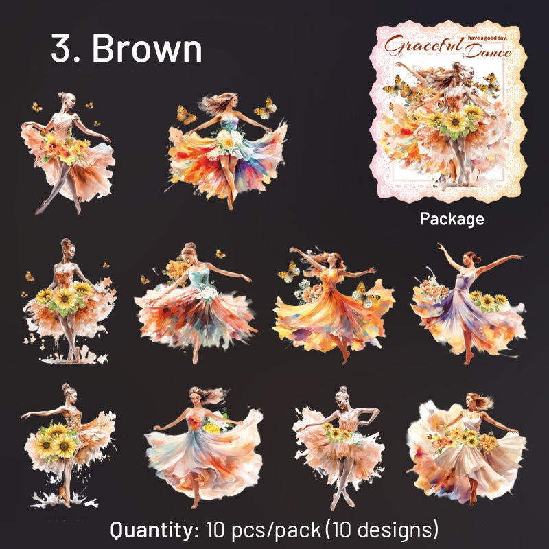 Lady Ballet Holographic Hot Stamping PET Stickers - Characters, Dance - Stamprints9