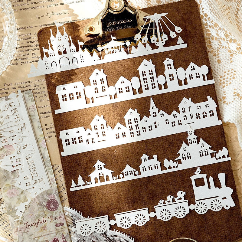 Long Holiday Series Hollow Lace Jornal Border Decorative Paper b1