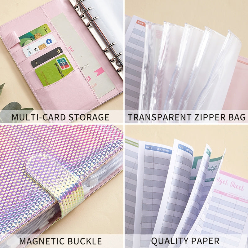 Macaron Holographic PU Leather Loose Leaf Planner Notebook b2