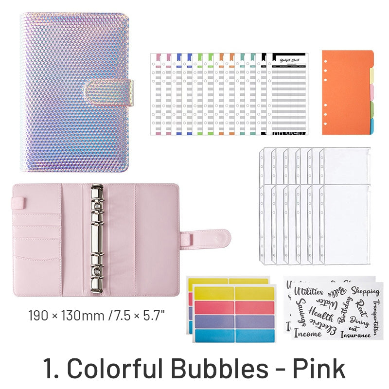 Macaron Holographic PU Leather Loose Leaf Planner Notebook sku-1