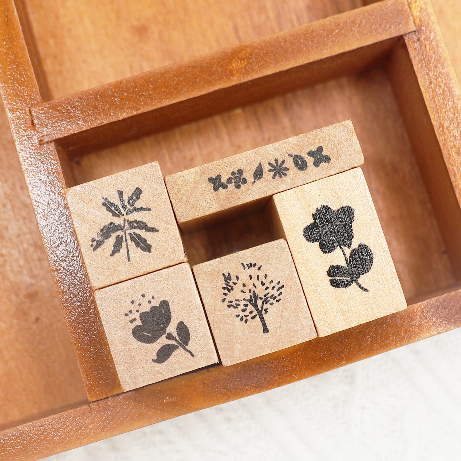 Mini Simple Flower Leaf Wooden Rubber Stamp 1
