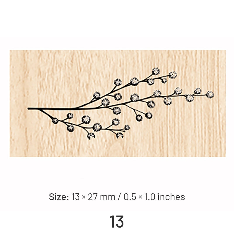Mini Simple Flower Leaf Wooden Rubber Stamp sku-13