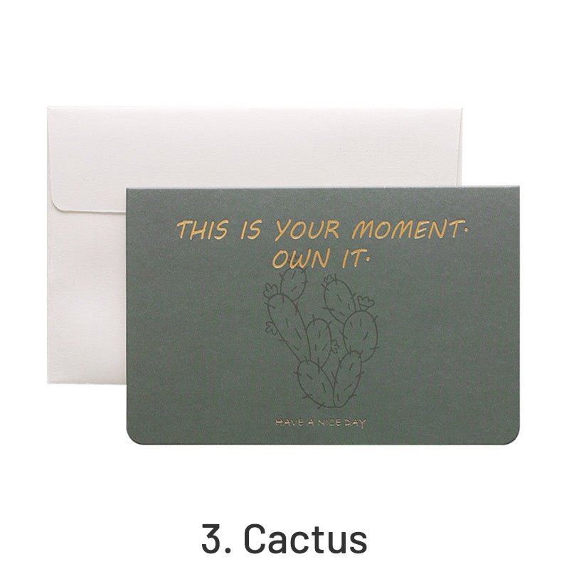 Morandi Color Hot Stamping Words Plant Greeting Card sku-3