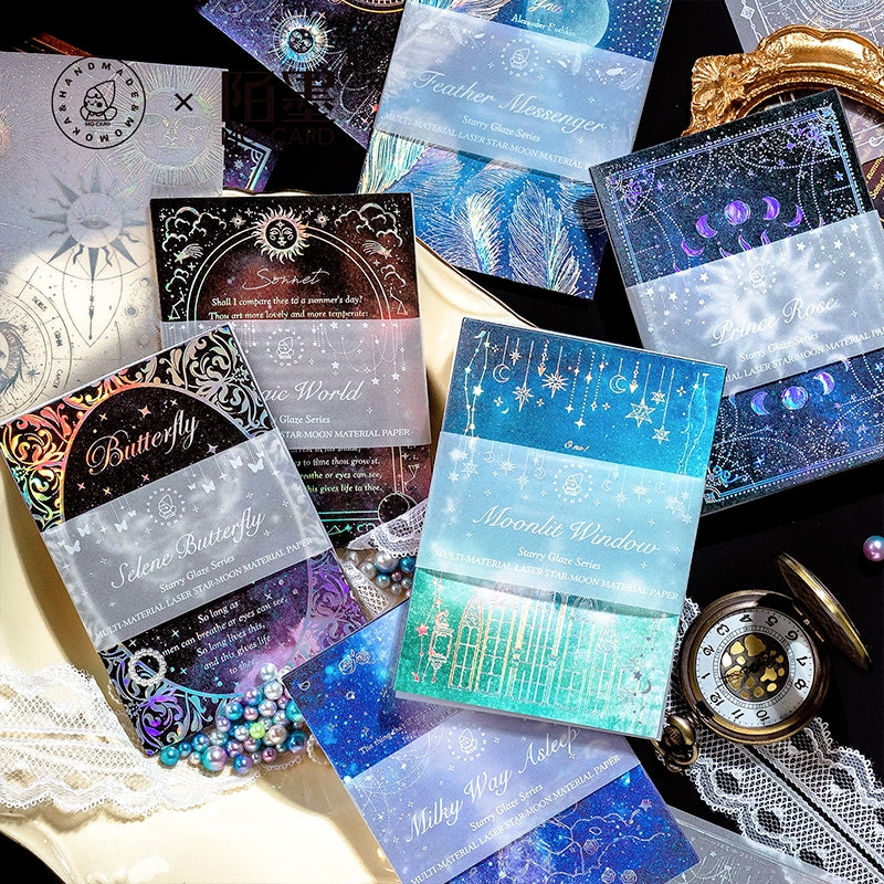 Multi-material Holographic Scrapbook Paper - Space, Window, Moon, Little Prince, Magic, Feather, Butterfly a
