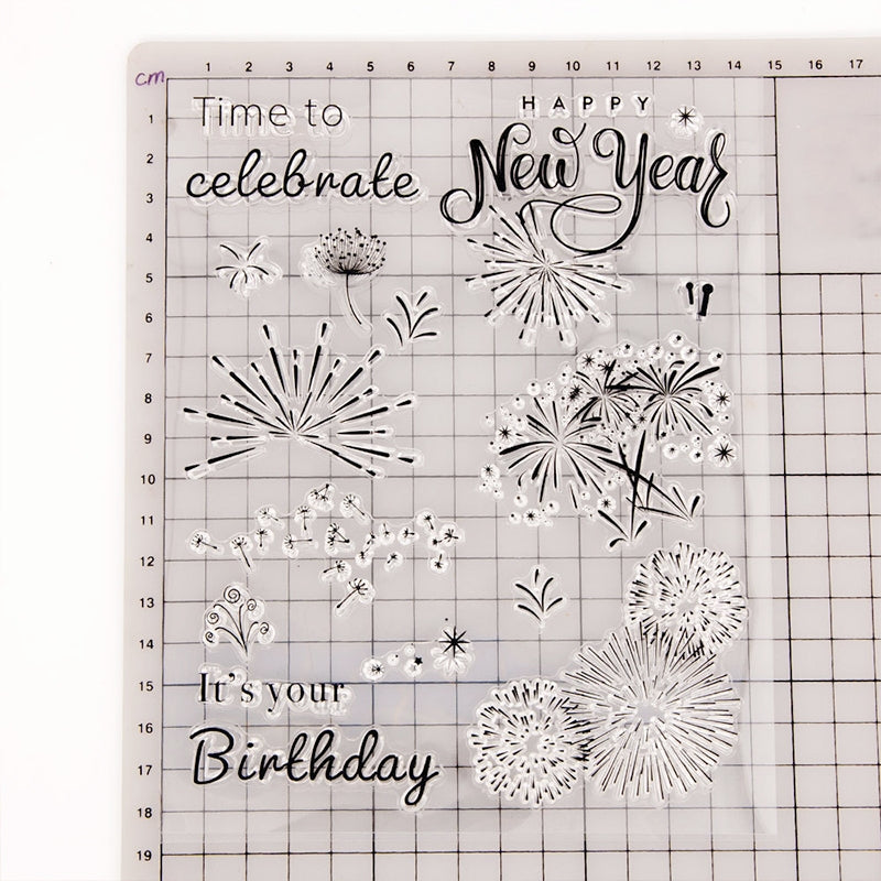 New Year Fireworks Clear Silicone Stamp b1