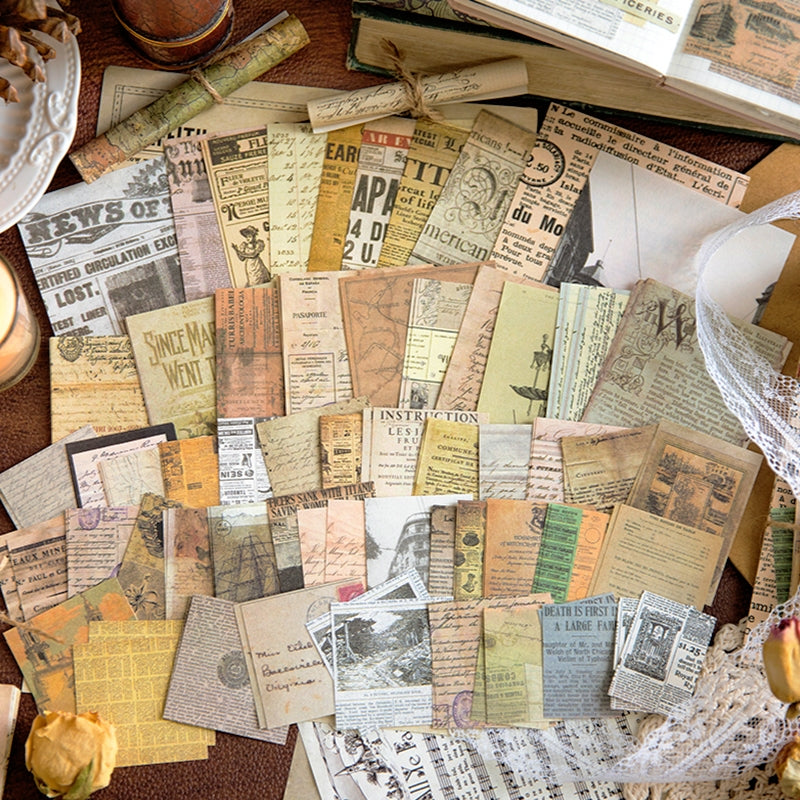 Old Times Scrapbook Paper - Newspaper, Flowers b3