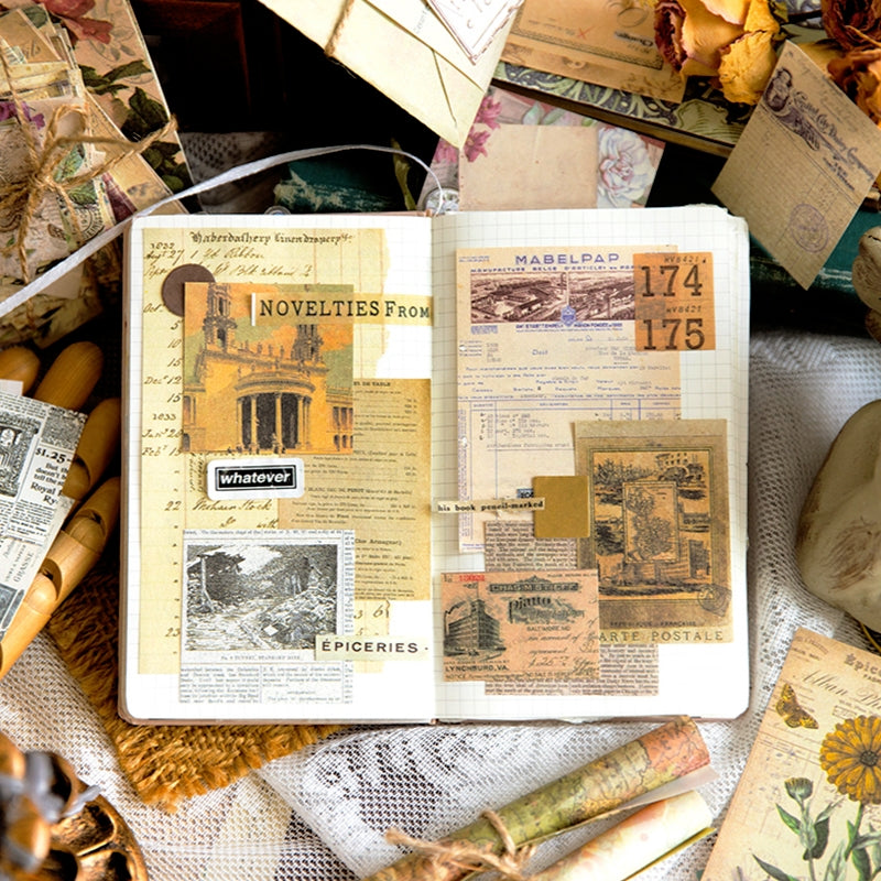Old Times Scrapbook Paper - Newspaper, Flowers b6