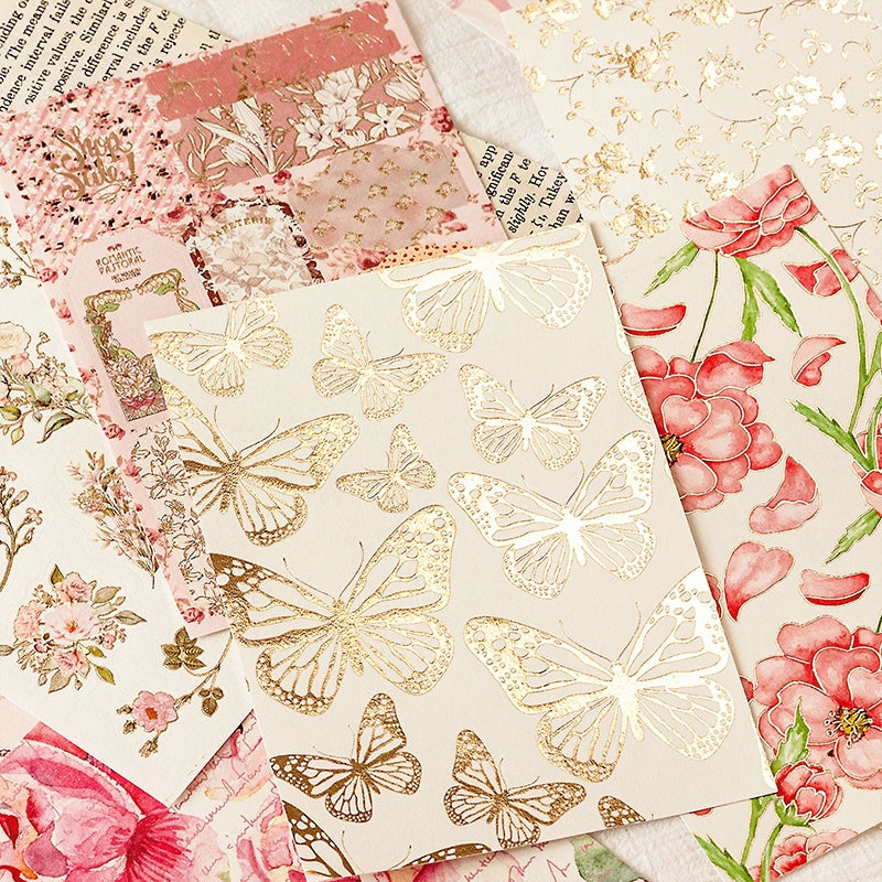 Plant and Flower Hot Stamping Gold Sticker Book c