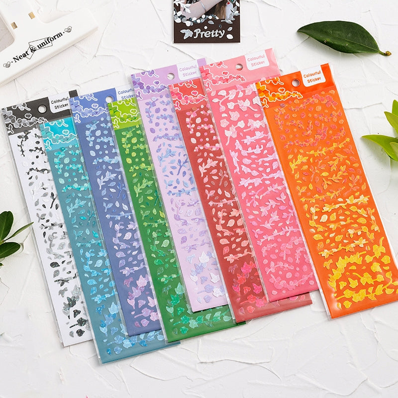 Plant Branch and Leaf  Holographic Vinyl Stickers b1