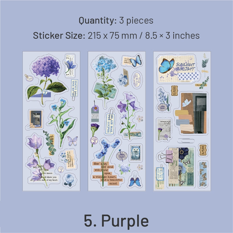 Plant PET Die-cut Sticker Sheet - Rose, Green Leaf, Peach Blossom sku-5