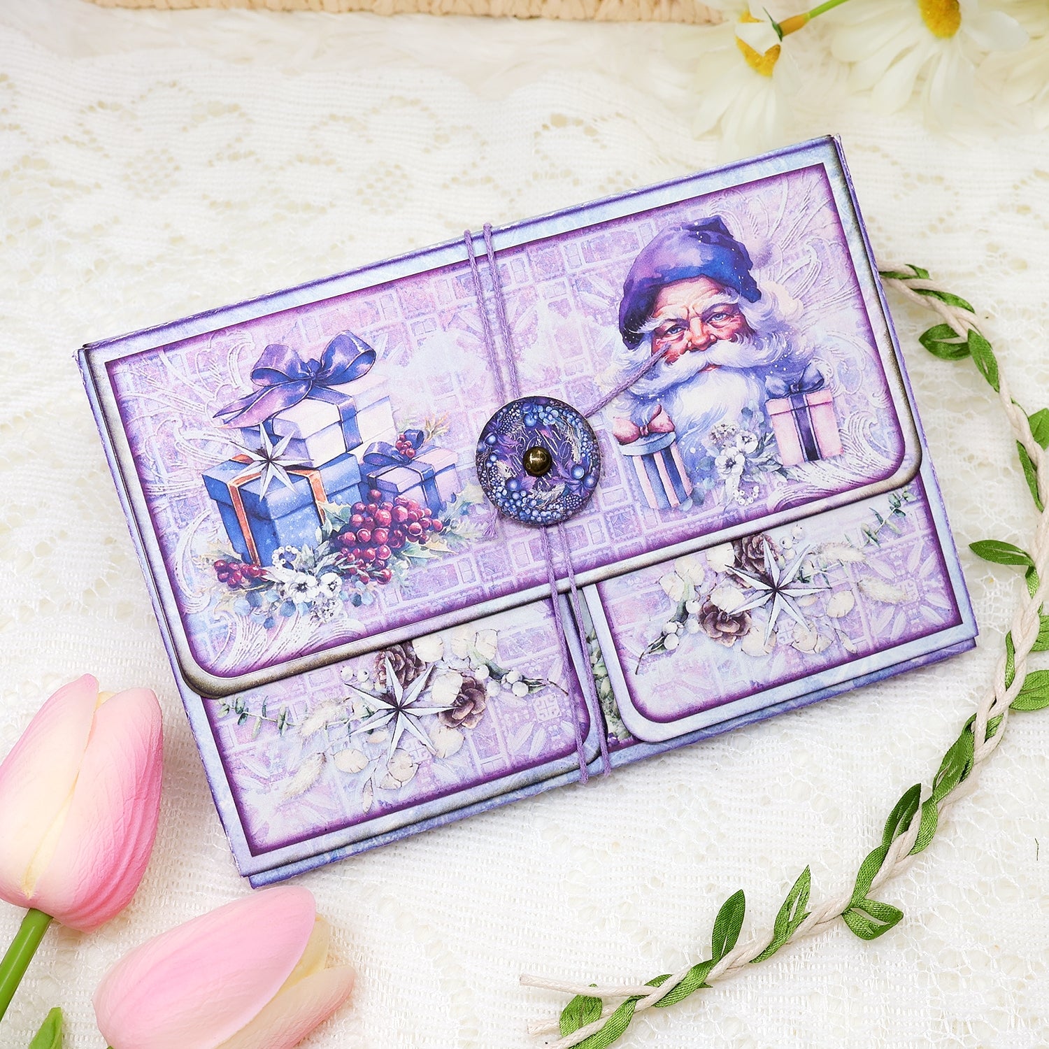 Purple Christmas Library Cards Booklet Folio Craft Kit Junk Journal & Add Ons Purple Christmas Library Cards Booklet Folio Craft Kit Junk Journal & Add Ons 001