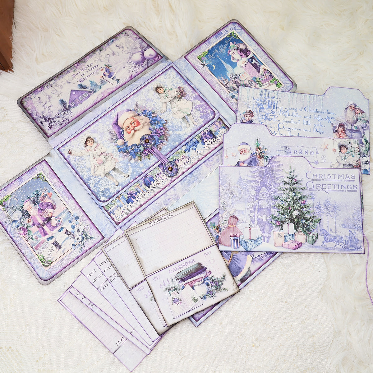 Purple Christmas Library Cards Booklet Folio Craft Kit Junk Journal & Add Ons Purple Christmas Library Cards Booklet Folio Craft Kit Junk Journal & Add Ons 004
