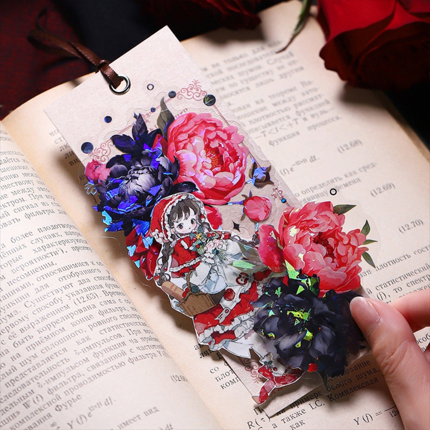 Red and Black Series Shell Light Floral Sticker 7