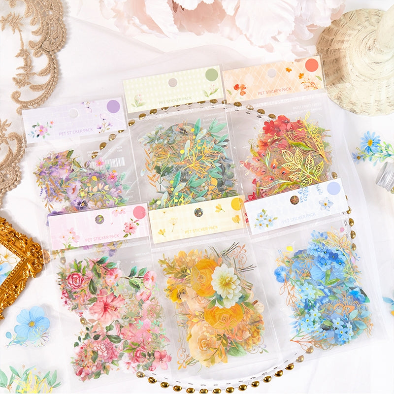 Roaming Dreamland Series Transparent Flowers Plants Sticker Pack a